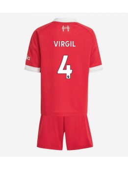 Billige Liverpool Virgil van Dijk #4 Hjemmedraktsett Barn 2025-26 Kortermet (+ Korte bukser)